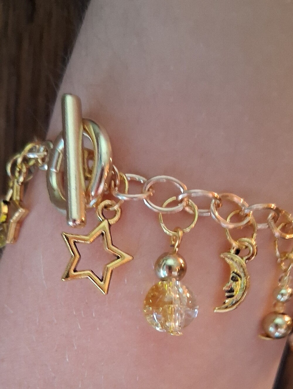Hand Crafted Gold Sun & Moon Charm Bracelet - Picture 6 of 10